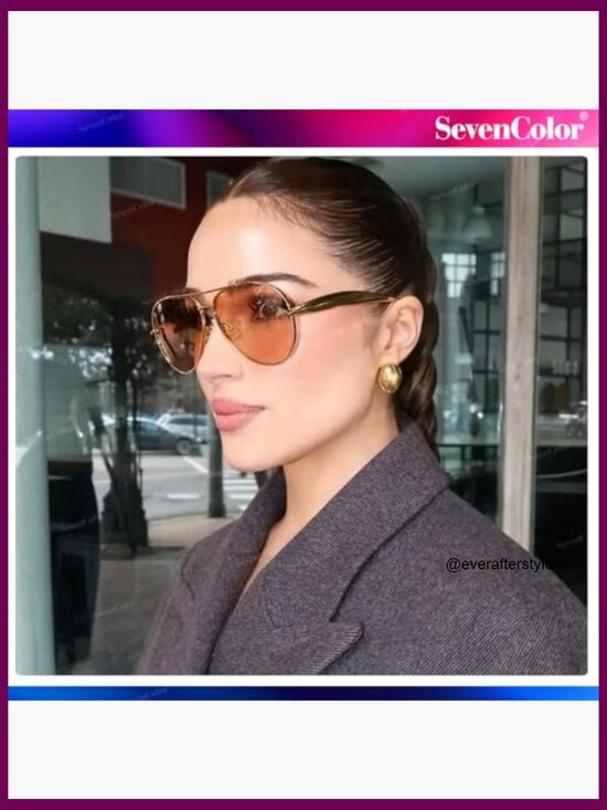 Metal Oversized Aviator Sunglasses UV400 Protection Retro 70s Style main image 6